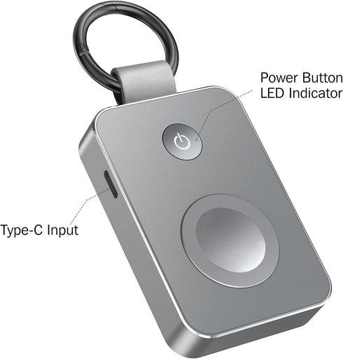 i.VALUX 2000mAh Portable Keychain Charger for Apple Watch Series 9/8/7/6/5/4/3/2, Wireless Travel USB C Charger