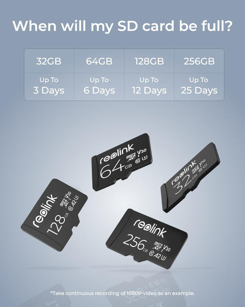 REOLINK 256GB microSDXC Memory Card, Up to 100MB/s, 4K UHD, Fully Compatible with Reolink Security Camera