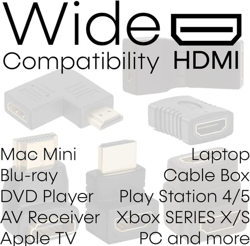 Cmple - HDMI Female to HDMI Female Extender, 4K 3D Swivel Adapter for TV, Monitors, Projector
