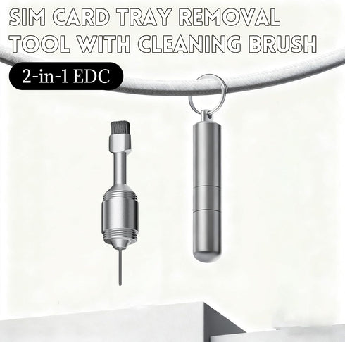 YcaeyLnaR 2pcs 2-in-1 SIM Card Tray Removal Tool with Cleaning Brush, EDC Portable Keychain, Precision Needle and Soft