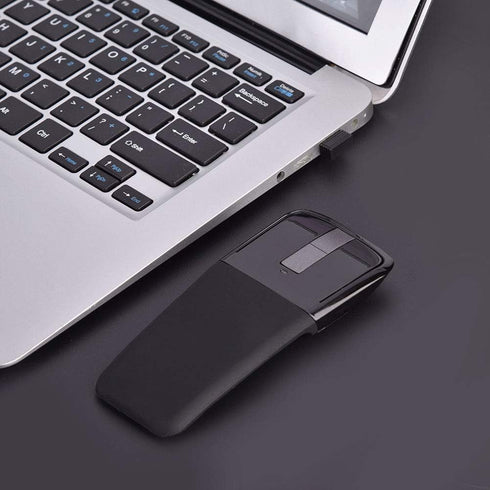 Dpofirs 2.4GHz Foldable Arc Touch Mouse Mice USB Receiver for Computer Notebook (Black)