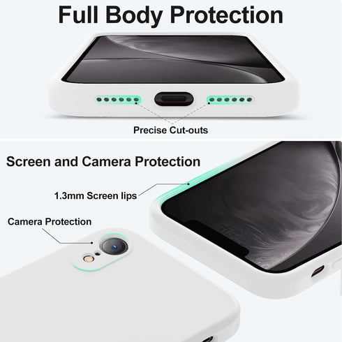 Vooii iPhone XR Case, Upgraded Liquid Silicone with Square Edges and Camera Protection - White