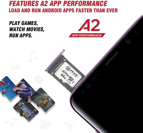 AXE MEMORY 64GB Micro SD Card, 4K Ultra Full HD Video, Premium Speed MicroSDXC with SD Adapter