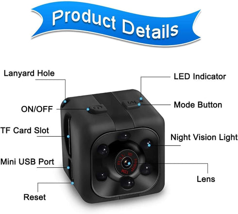 Mini Spy Camera, 1080P HD Mini Spy Camera with Audio, Video Recording, Night Vision, Motion Detection - No Wi-Fi Needed
