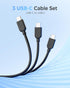 Cable Matters 3-Pack Extreme Flexible Short USB C Charging Cable 3ft in Black, Support 60W PD, Apple CarPlay, Android Auto, USB C to USB C Cable for iPhone 15/15 Pro/15 Pro Max, iPad, Galaxy S23 by Cable Matters