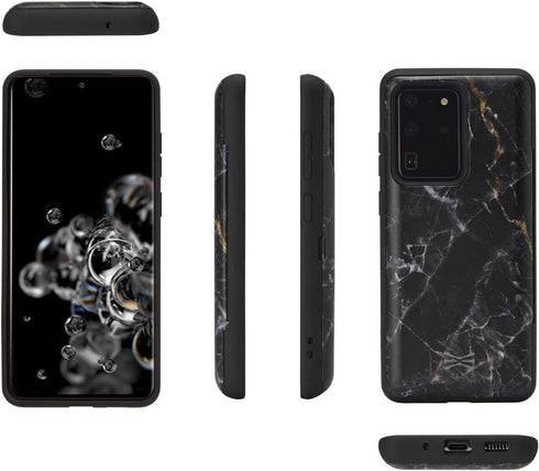 TORU CX PRO Case for Galaxy S20 Ultra, Slim Protective Cover with Card Holder, Kickstand, Marble Design