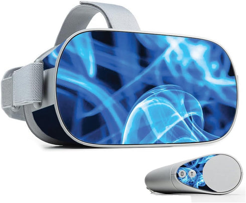 MightySkins Skin Compatible with Oculus Go Mobile VR - Blue Flames | Unique, Durable, and Protective Vinyl Decal Wrap