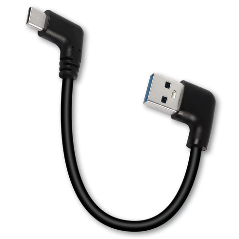 GELRHONR 90 Degree USB Type C Cable, 18W Fast Charging USB A to USB C Cable (Black-Left-0.25M)