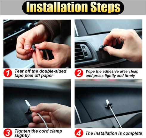 8PCS Car Cable Clips, USB Cable Line Clip Holder, Durable Strong Adhesive Cord Organizer for Car Management