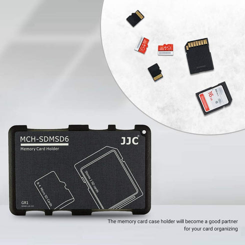 6 Slots SD Micro SD Card Case Storage Organizer, Lightweight Ultra-Thin Credit Card Size fit 2 SD SDHC SDXC Cards and 4 Micro SD TF MSD Cards by JJC
