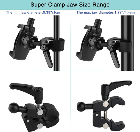 Phone Holder for Golf Cart/Microphone Stand, Fit for 3.5~7.5 inch Smartphones, 360° Adjustable Clip Mount