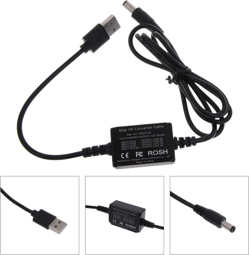 Bottone DC5.5x2.1mm 5V 12V, 3A, USB to Power Regulator Charging Cable, to Indoor Use, Compatible with Laptop, Power