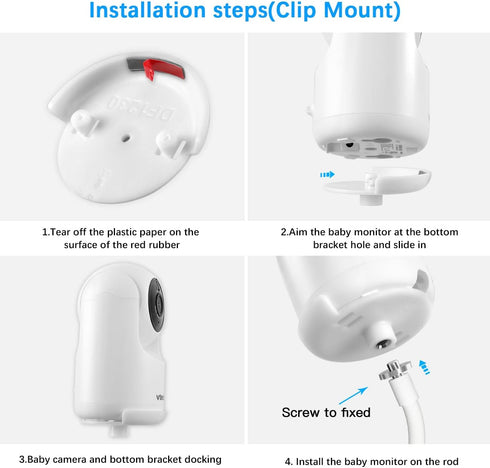 Koroao Clamp Baby Monitor Mount for VTech Advanced HQ Max Baby Monitor Camera (White)