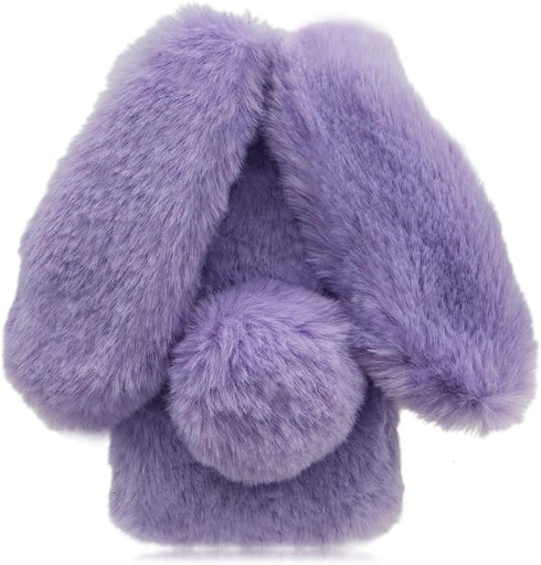 Rabbit Case for Samsung Galaxy S23 FE 5G, Cute 3D Bunny Ears Soft Furry TPU Bumper Protective Cover - Purple