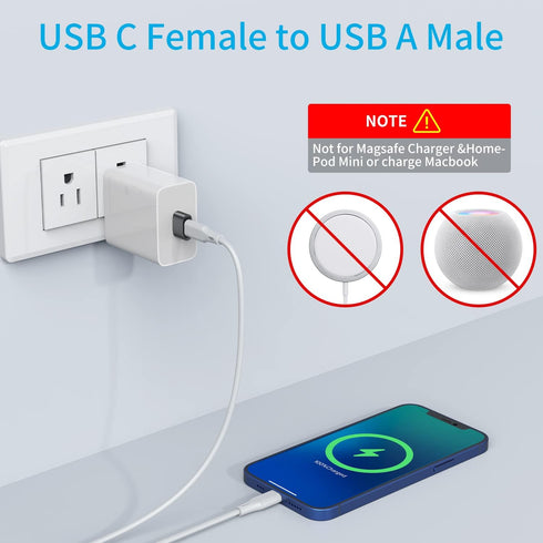 USB C Female to USB Male Adapter (8 Pack),Type C to USB A Charger Cable Adapter for iPhone 11 12 13 14 15 Pro Max,Samsung Galaxy Note 10 S20 Plus 20 S20+ 20+ Ultra,Google Pixel 5 4 4a 3 3A 2 XL