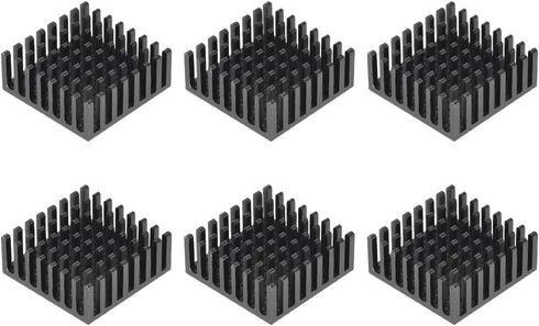 uxcell 10x25x25mm Black Aluminum Heatsink, Thermal Adhesive Pad Cooler for Cooling 3D Printers, 6 Pcs
