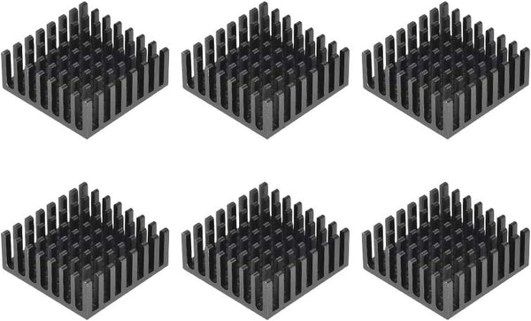 uxcell 10x25x25mm Black Aluminum Heatsink, Thermal Adhesive Pad Cooler for Cooling 3D Printers, 6 Pcs