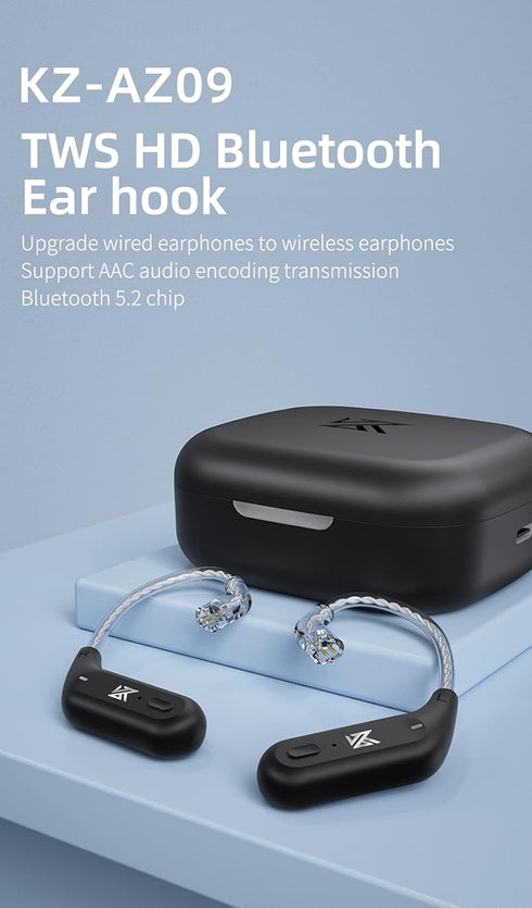 erjigo TWS + Earbuds Hook - 2Pin Connector with Mic, 30 Hours Playback, Compatible with KZ-AZ09 Earphones (C Pin)