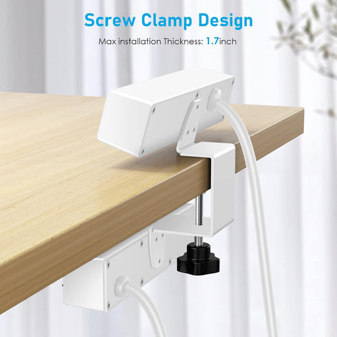 VILONG Desk Clamp Power Strip with 10 AC Outlets, PD20W USB-C, 6ft Extension Cord, Removable Clamp Power Socket