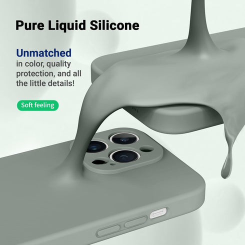 iPhone 14 Pro Case, Calke Green Silicone, MagSafe Compatible, Camera Protection, 6.1", with 2 Screen Protectors.