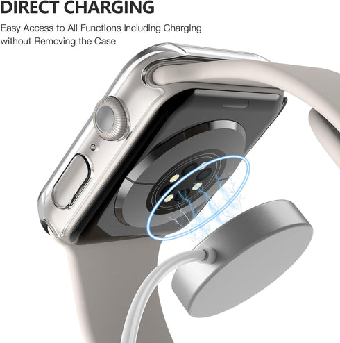 Misxi 2 Pack Hard PC Case with Tempered Glass Protector for Apple Watch 41mm, Lightweight Anti-Drop Cover