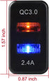 Cllena Dual USB Port Charger Socket Quick Charge 3.0 & 2.4A for Toyota