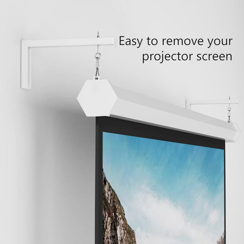 WALI Universal Projector Screen Ceiling Mount, Wall Hanging L-Brackets, 12 Inch Adjustable Extension, White