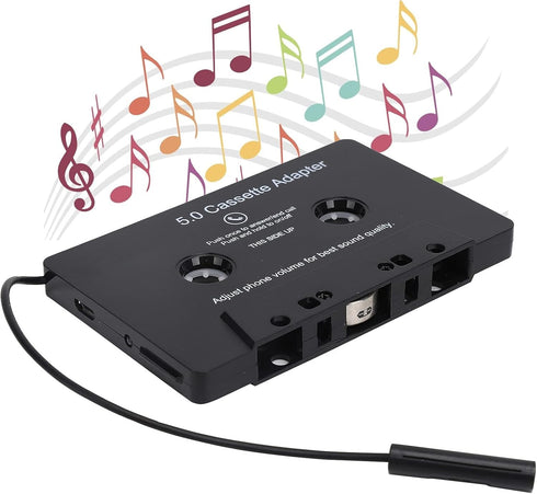 PUSOKEI Car Cassette Audio Receiver, Bluetooth 5.0 Cassette to Aux Adapter, Tape Player MP3 Cassette Player Adapters Audio Converter with Calling Function, Black