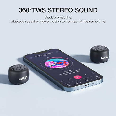 Mini Bluetooth Speaker, Small Tiny Portable Bluetooth 5.0 Speakers Perfect for Outdoor Indoor(Black)