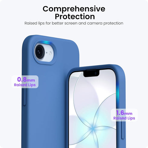 ORNARTO 17e 16e 6.1", 3 16e 17e-Blue Compatible with iPhone Case and for iPhone Case Liquid Silicone Layers Full
