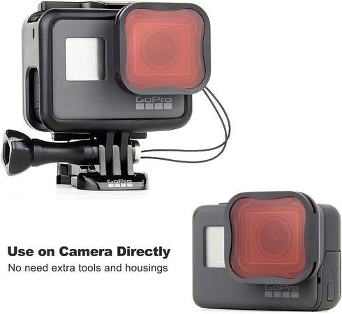 3-Pack Camera Lens Filter Set for GoPro Hero 5/6/7 Black/Hero (2018) Cameras, ND Filter(ND8 Filter) Dive Filters(Light Red Filter and Magenta Filter) - Can be Used on Camera Lens Directly
