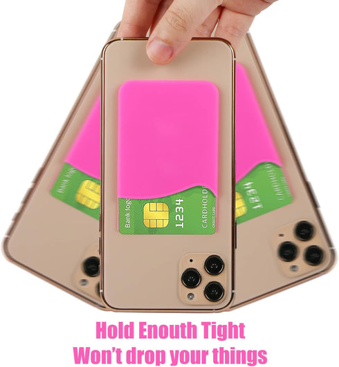 Phone Card Holder Sockets, Random Colors - Silicone Adhesive Stick-on ID Credit Card Wallet Pouch Sleeve for Most