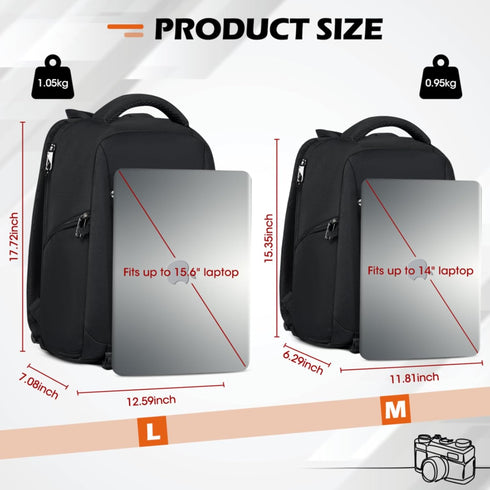 Professional Camera Backpack for DSLR SLR, Waterproof with Rain Cover, Large Capacity Photography Case, Black