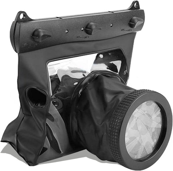 DSLR Camera Universal Waterproof Underwater Housing Case, 20-Meter Diving Bag for Canon and Other DSLR Cameras, Black