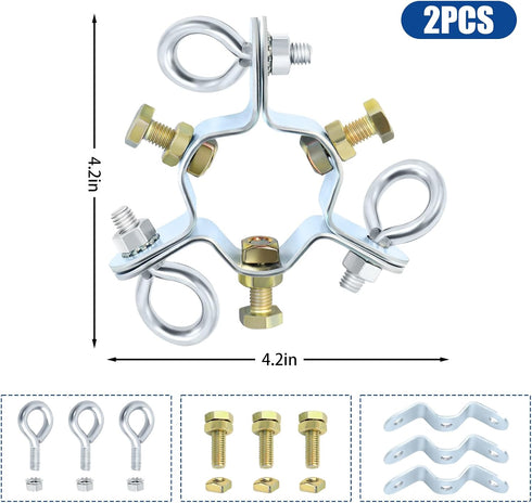 Abode 43-A 2-1/4" 2 Pack EZ Adjustable Way Antenna Masts Guy Wire Clamp for Erecting Heavy Duty Antenna Masts