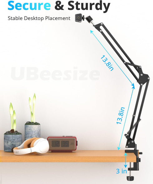 UBeesize Overhead Phone Mount Flexible Webcam Arm with Phone Holder and Ball Head for Live Streaming & Photography