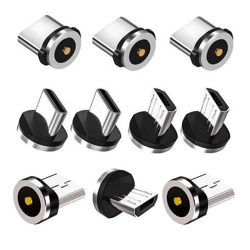Magnetic Charging Tips 2in1 10pcs, 360° Rotate Tips for USB-C/Micro Ports, Water-Dustproof/Antioxidant