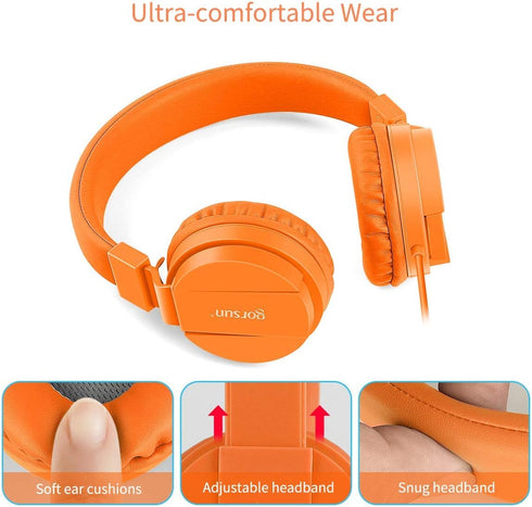 Headset gorsun Kids Headphones, Lightweight Stereo Wired Toddler HeadphonesAdjustable Headband Children's