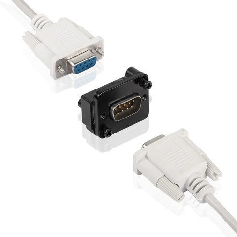 QIANRENON DB9 Panel Mount Straight Through Connector, 9-pin RS232 Serial Male to Male Panel Mount Socket Converter