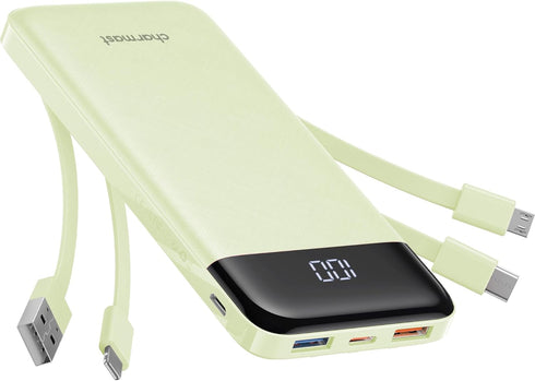 charmast Portable Charger with Built in Cables, Power Bank with Cords Wires, Slim