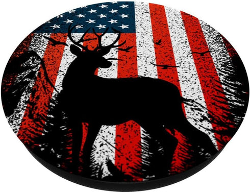 Buck deer hunting american flag design PopSockets Standard PopGrip
