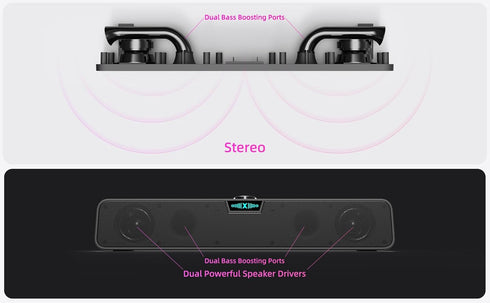 XKX Computer Speakers Soundbar for Desktop PC Mac, USB Plug-in, Wired, External Speakers for Laptop Desk Monitor, RGB