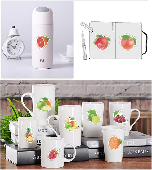 Fruits Stickers, 50 Pcs Waterproof Vinyl Decals for Water Bottles, Laptop, Refrigerator, Luggage, and Mobile Phone Décor