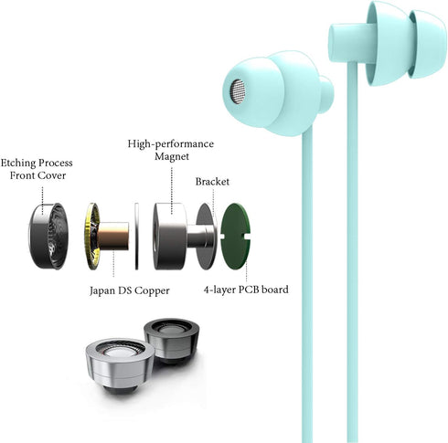MAXROCK 3.5mm (TM Total Soft Silicon Headphones with Mic Sleep Travel Choice for Cellphones Tablets and Jack (Light