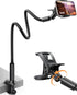 SAIJI Gooseneck Phone Holder for Bed Overall Length 38.6 Flexible Leather Wrapped Arm