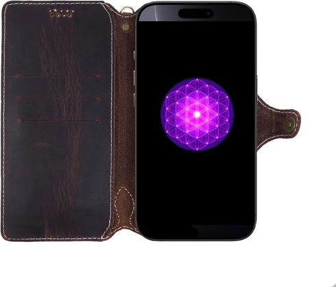 Yogurt 16 16 6.3-inch Case Compatible for iPhone Pro, Genuine Leather Wallet Cover Compatible for iPhone Pro, Handmade
