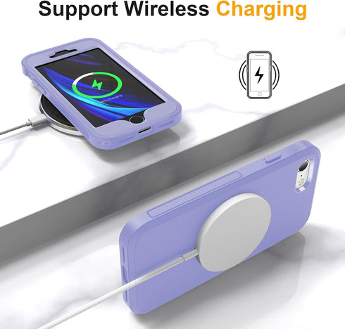 Shop jaroco iPhone SE Case 2022/2020, iPhone 8/7 - Shockproof, Dust-Proof, Military Grade, Non-Slip, Light Blue+Purple.
