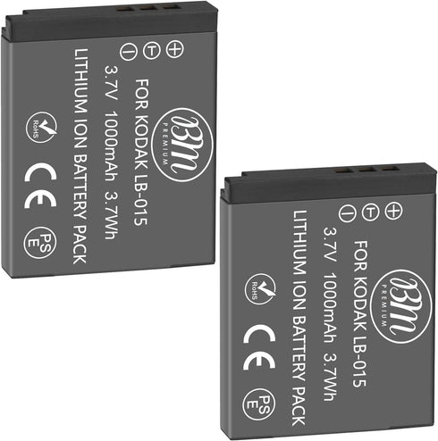 BM Premium 2 Pack of LB-015 Batteries for Kodak PIXPRO WPZ2 Digital Camera