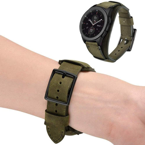 Compatible with Samsung Galaxy Watch 46mm/Watch 3 45mm/Gear S3 Bands, 22mm Vintage Genuine Leather Cuff Strap