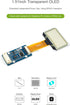 XYGStudy 1.51inch 12864 SPI/I2C 4 3 STM32 Transparent OLED Light Blue Color Display Module Interfaces for Raspberry Pi